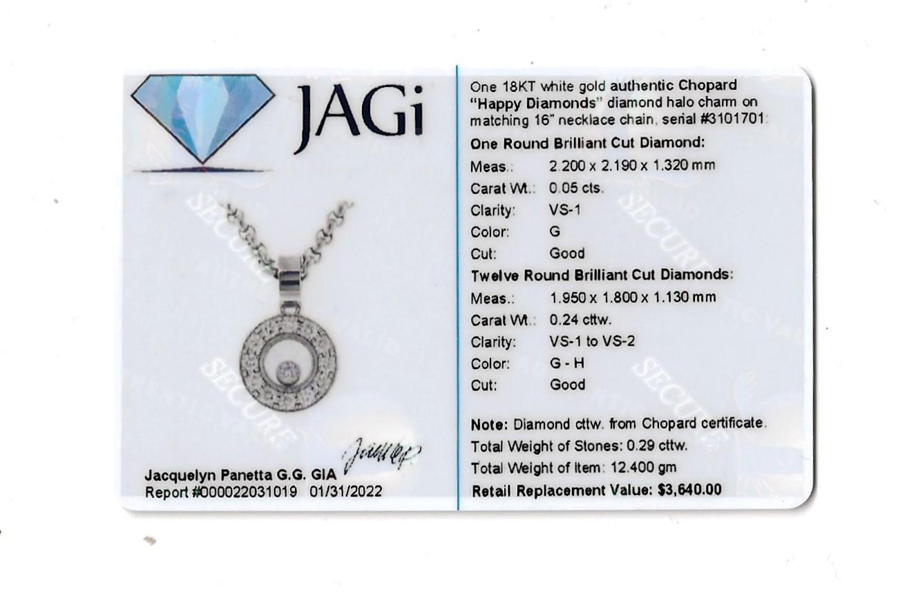Chopard Happy Diamonds Round Pave Halo Pendant Necklace in 18 Karat White Gold 9