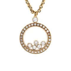 Chopard Happy Diamonds Halskette mit rundem Anhänger aus 18 Karat Gelbgold mit Diamanten