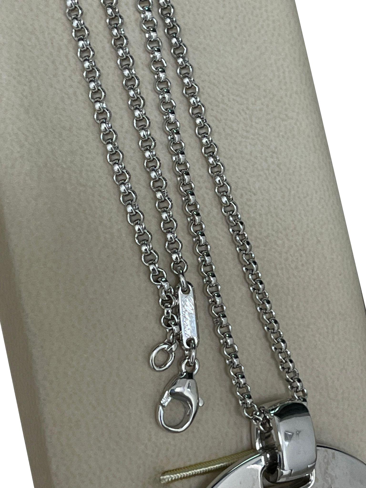 Chopard Happy Diamonds Signature Disc Necklace 18k White Gold with Round Diamond For Sale 7
