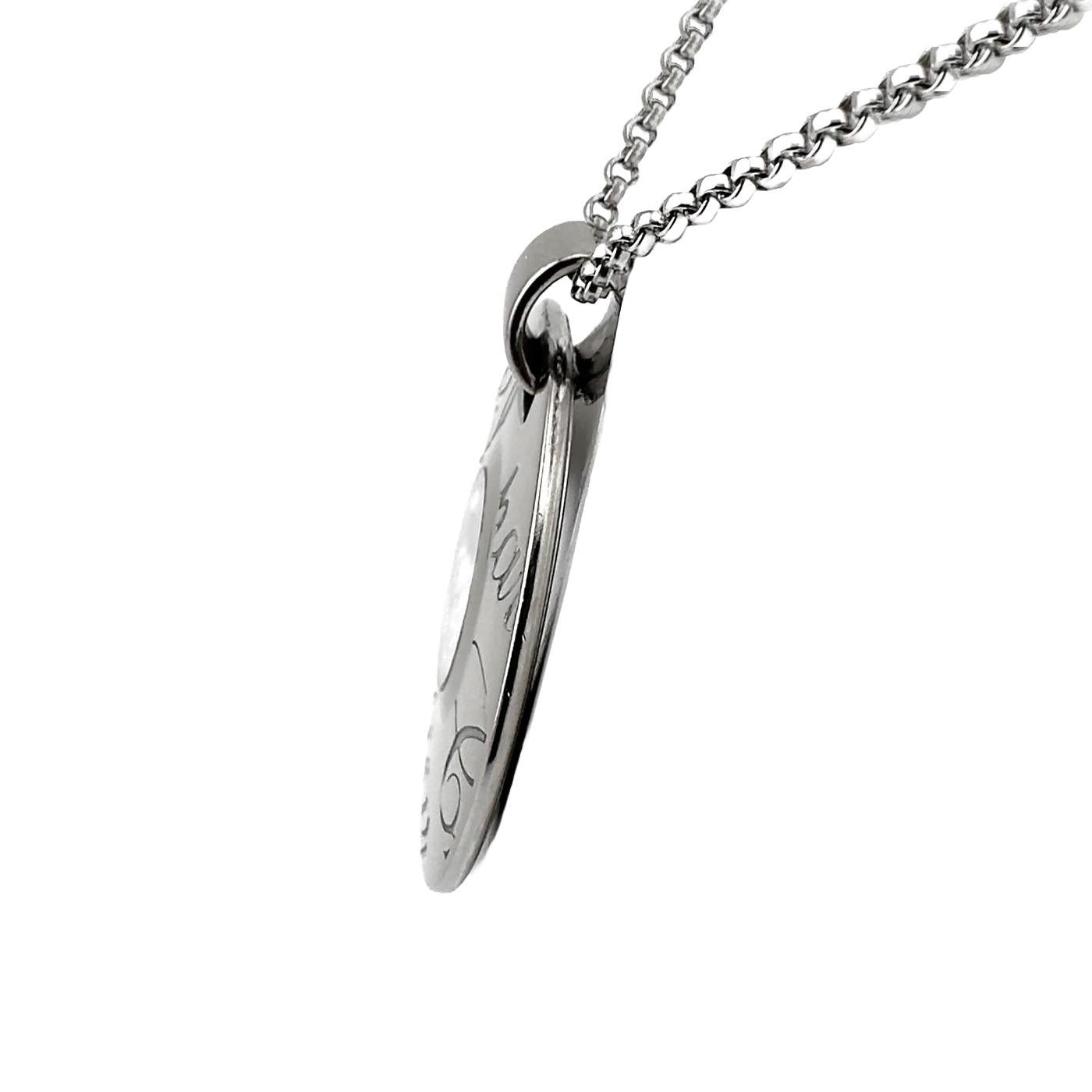 Round Cut Chopard Happy Diamonds Signature Disc Necklace 18k White Gold with Round Diamond For Sale