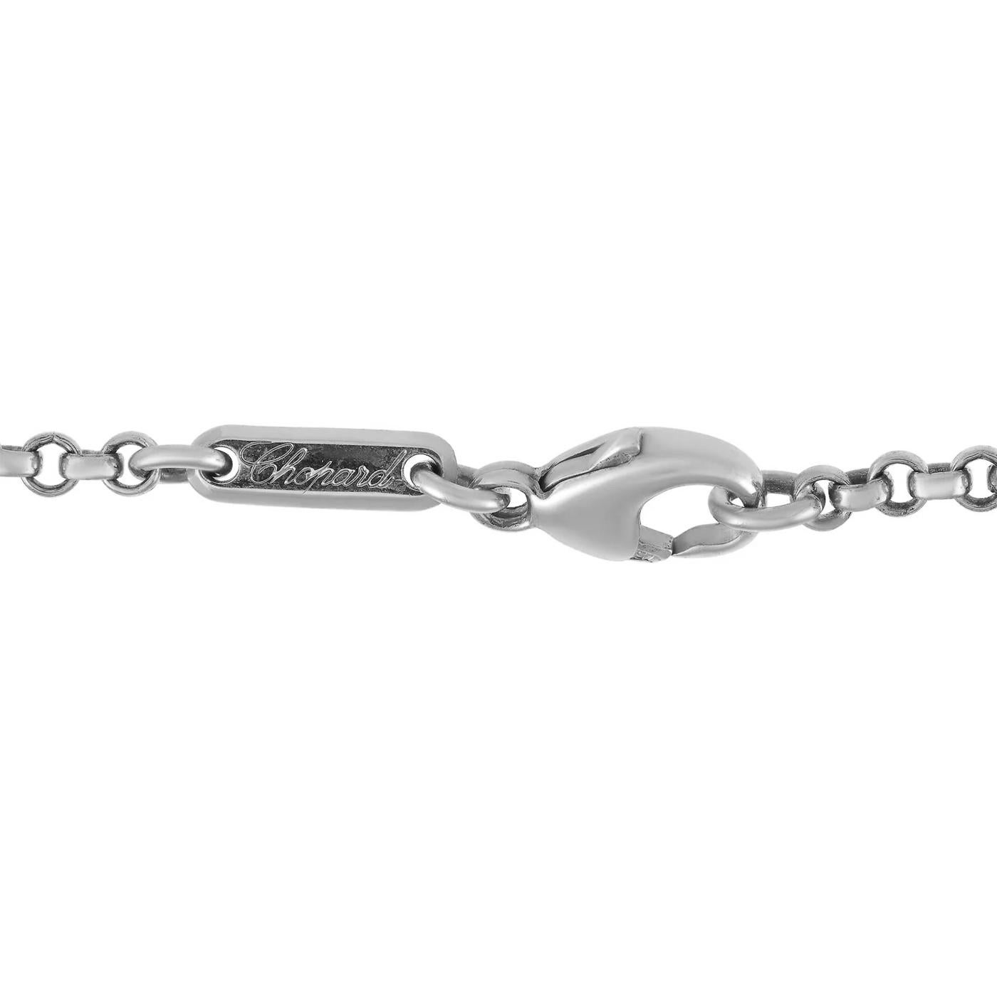 Chopard Happy Diamonds Signature Disc Necklace 18k White Gold with Round Diamond In Excellent Condition For Sale In Aventura, FL