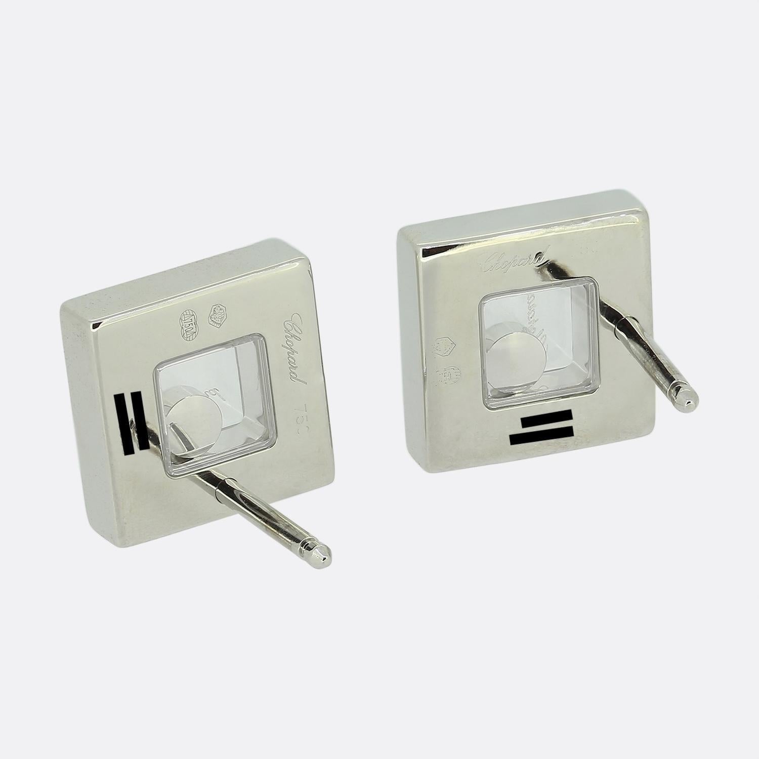 Brilliant Cut Chopard Happy Diamonds Square Earrings For Sale