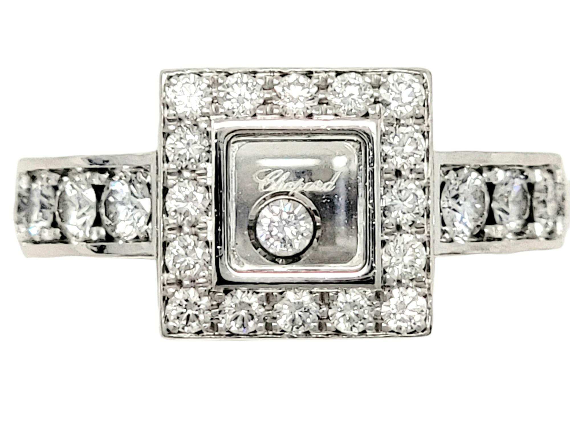 Chopard Happy Diamonds Square Pave Halo Band Ring in 18 Karat White Gold 1