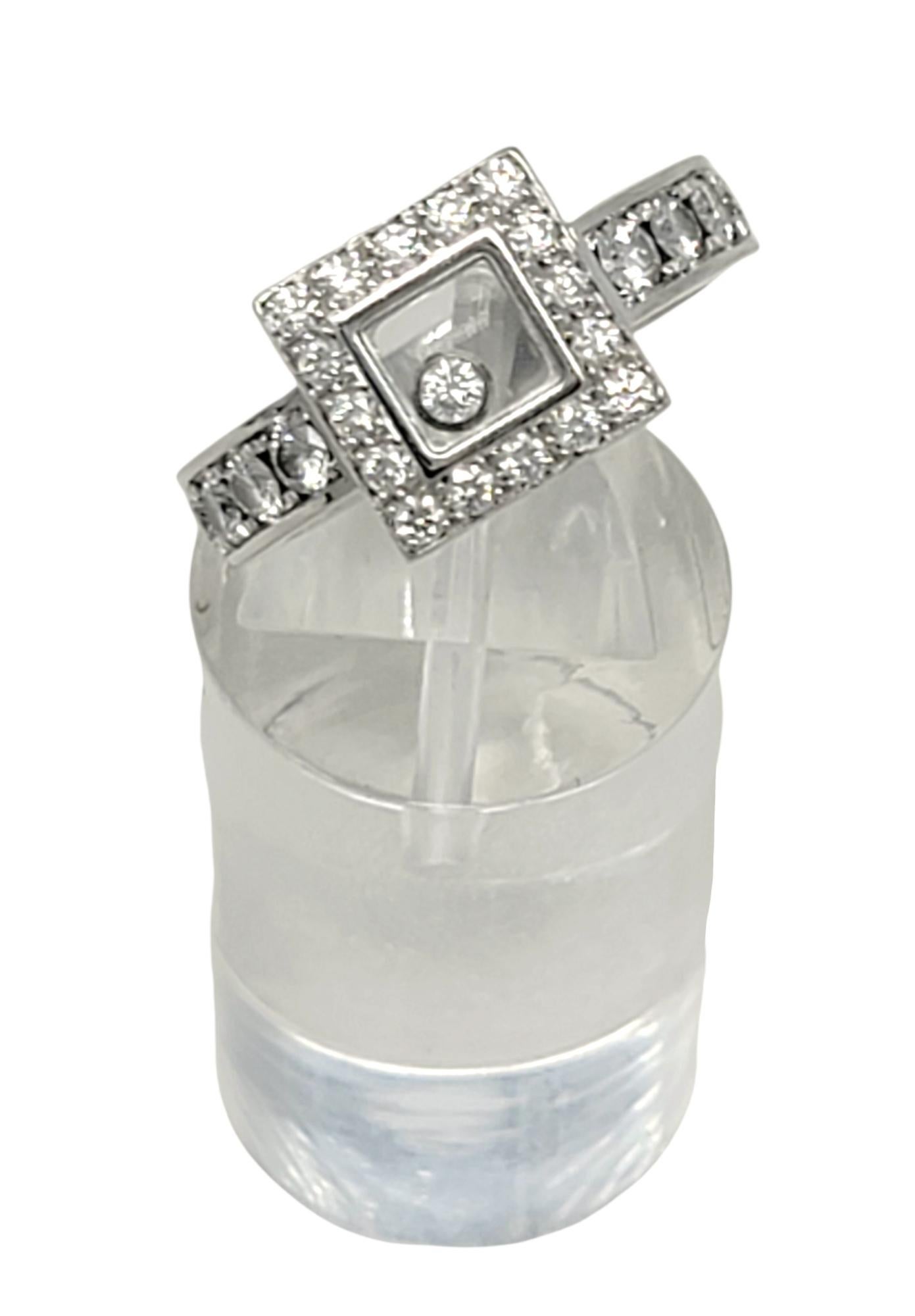 Chopard Happy Diamonds Square Pave Halo Band Ring in 18 Karat White Gold 2