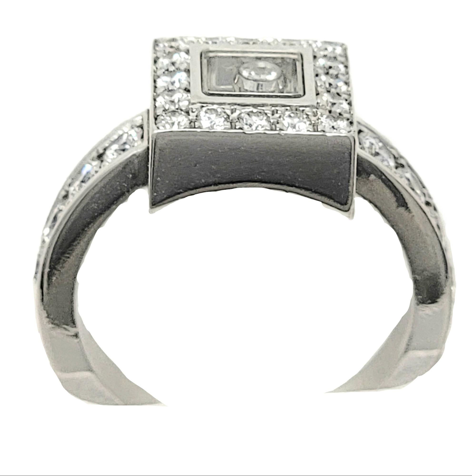 Chopard Happy Diamonds Square Pave Halo Band Ring in 18 Karat White Gold 3