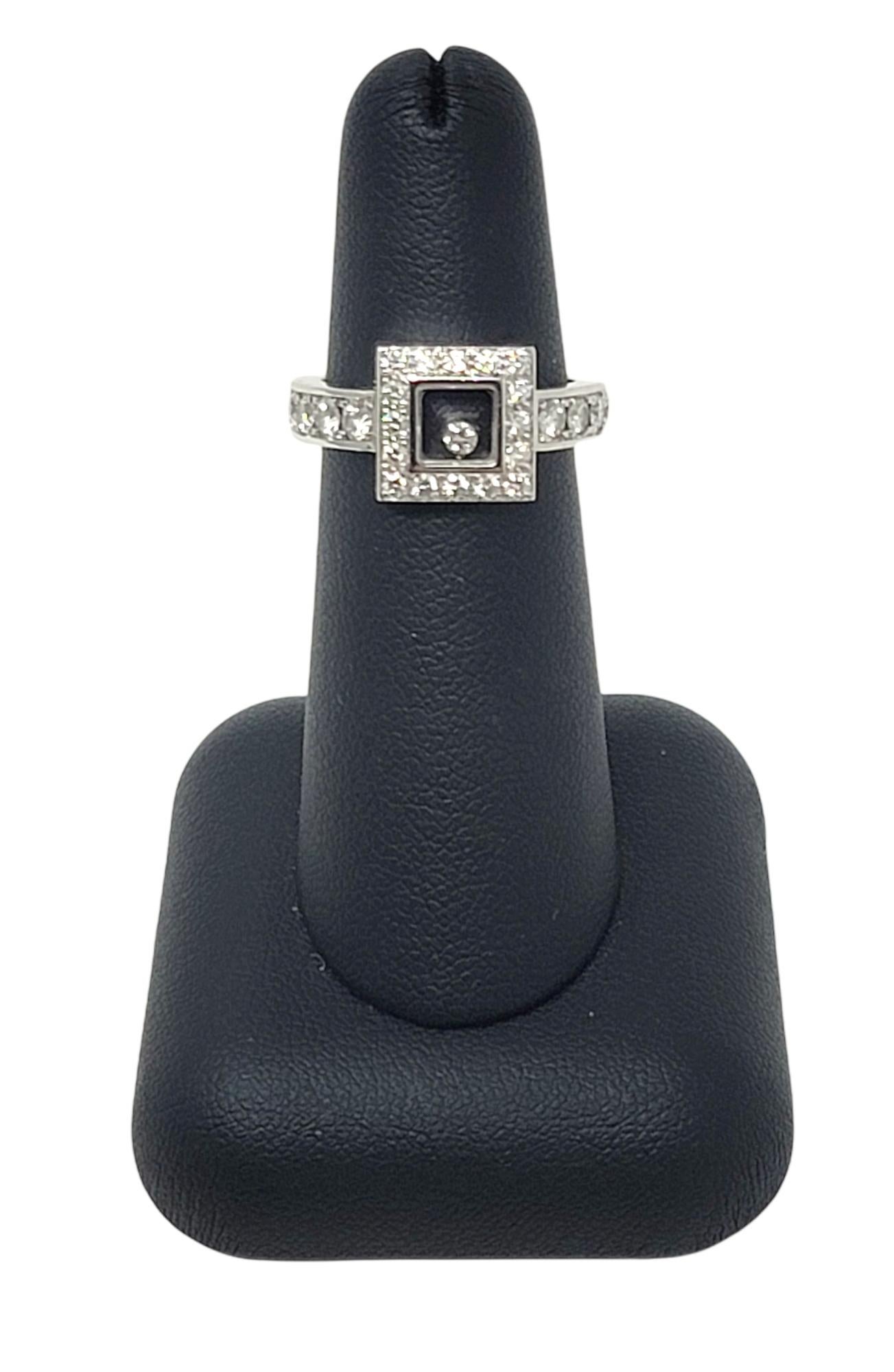 Chopard Happy Diamonds Square Pave Halo Band Ring in 18 Karat White Gold 4