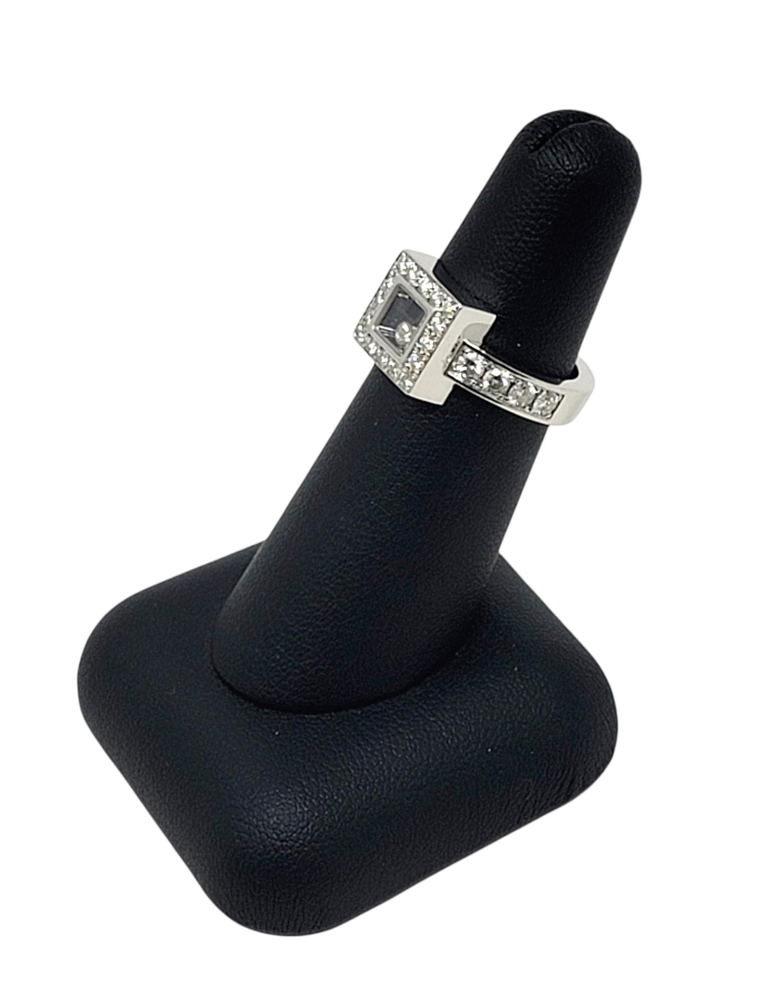 Chopard Happy Diamonds Square Pave Halo Band Ring in 18 Karat White Gold 5