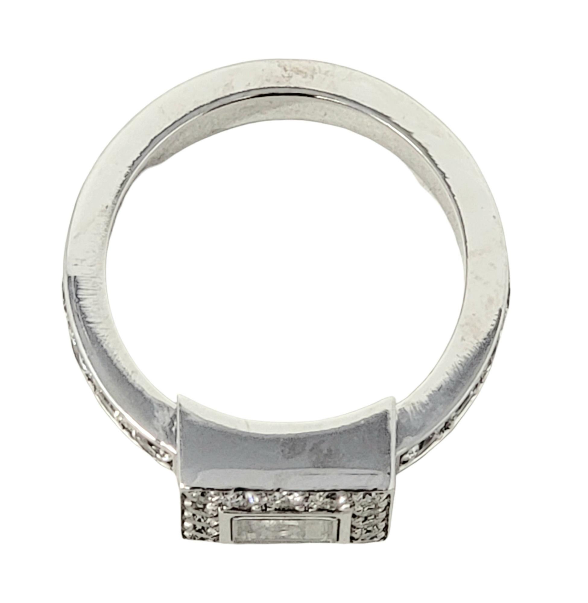 Women's Chopard Happy Diamonds Square Pave Halo Band Ring in 18 Karat White Gold