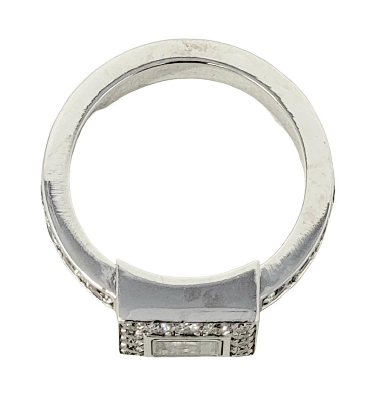 Chopard Happy Diamonds Square Pave Halo Band Ring in 18 Karat White Gold For Sale 3