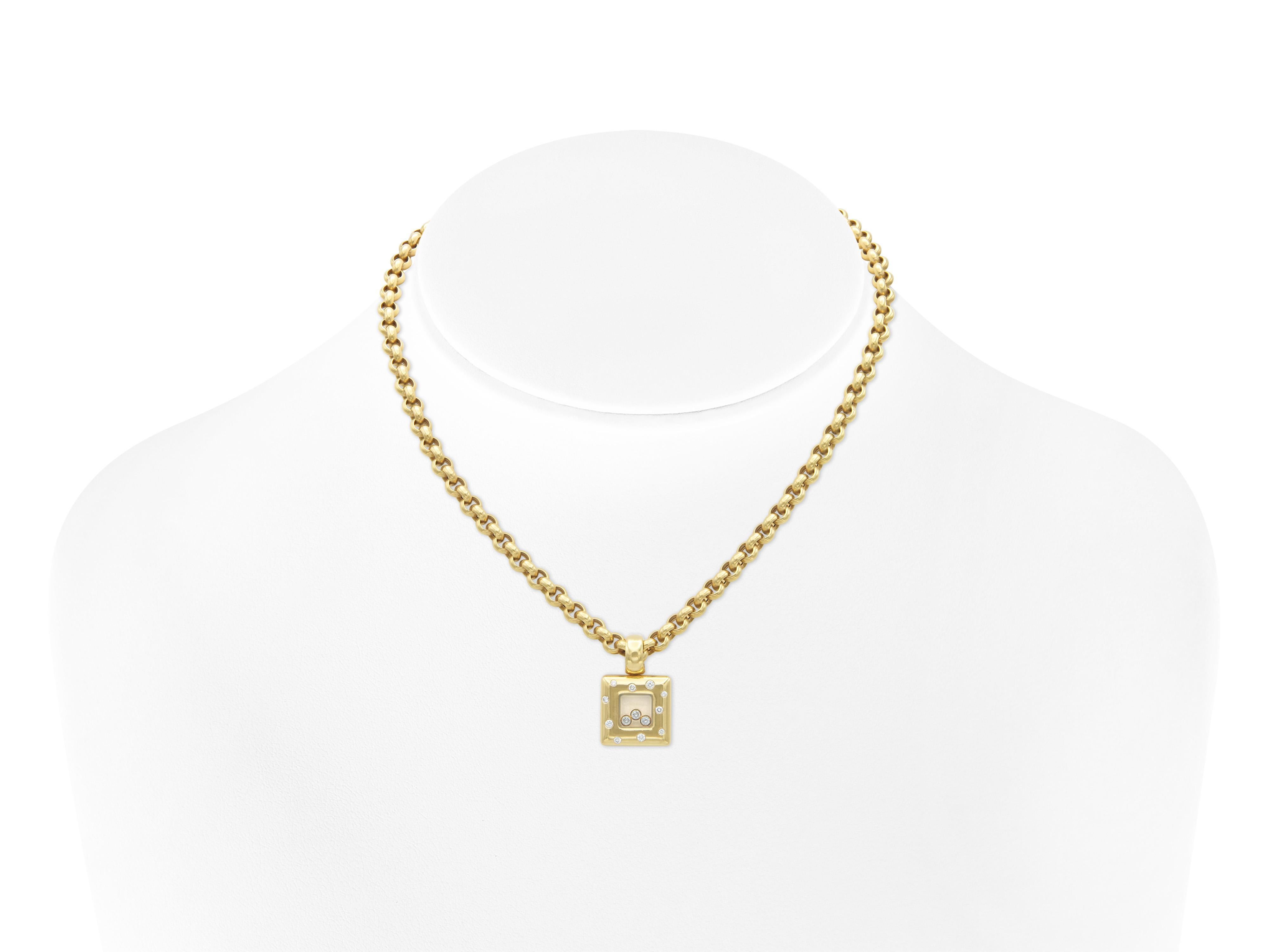 Chopard Happy Diamonds Square Pendant Necklace Corte redondo en venta