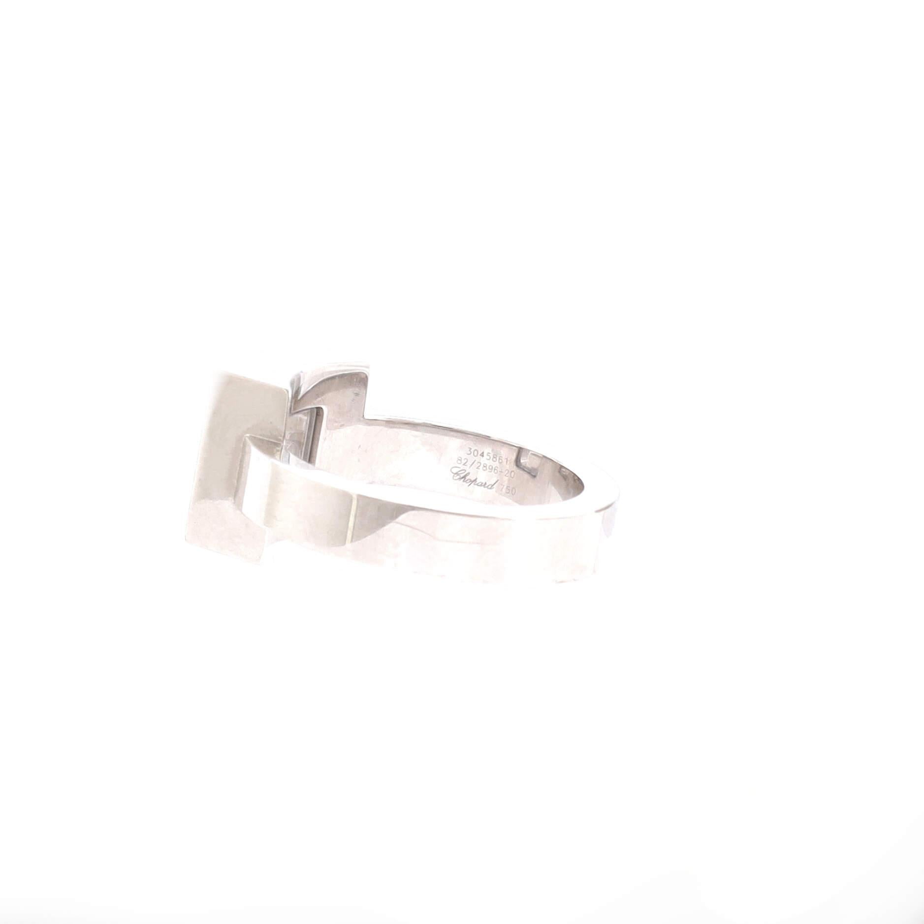 Chopard Happy Diamonds Square Ring 18k White Gold and Diamonds In Good Condition In New York, NY