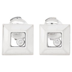 Chopard - Boucles d'oreilles carrées Happy Diamonds en or blanc 18 carats