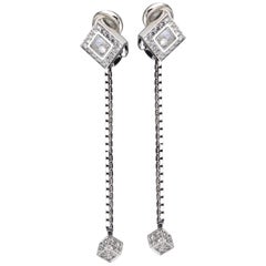 Chopard Happy Diamonds Square White Gold and Diamond Gold Long Clip-On Earrings