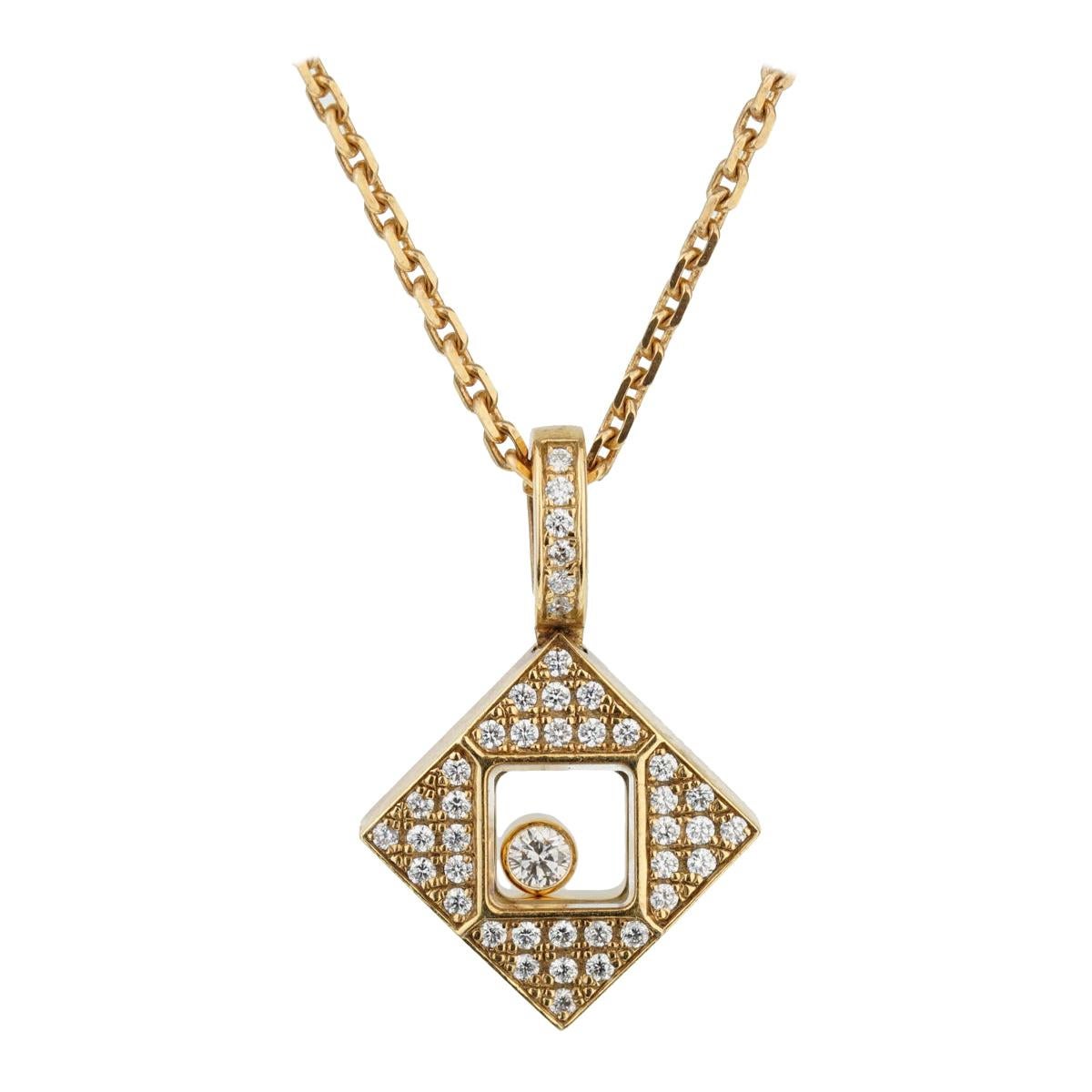 Chopard Happy Diamonds Square Yellow Gold Necklace