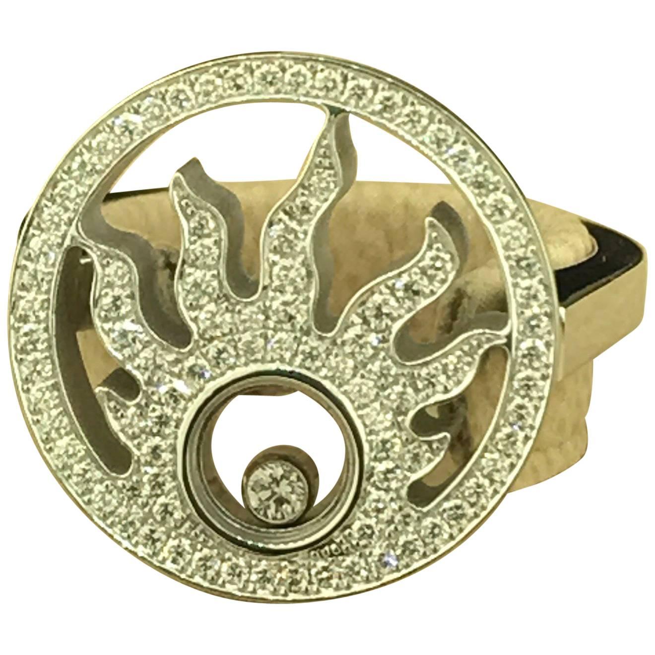 Chopard Happy Diamonds Sun 18 Karat Gold Pave Diamond Ring 82/6981 For Sale