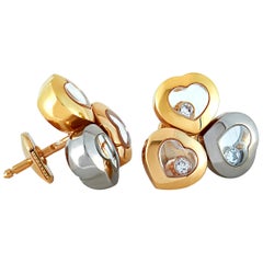 Chopard Happy Diamonds White and Rose Gold 6 Floating Diamonds Heart Earrings