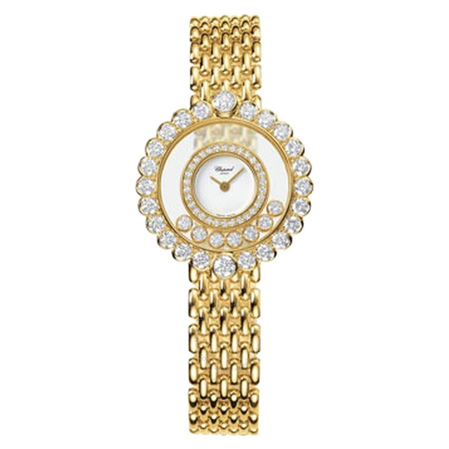 Chopard Happy Diamonds White Dial 18 Karat Yellow Gold Ladies Watch 204180-0001