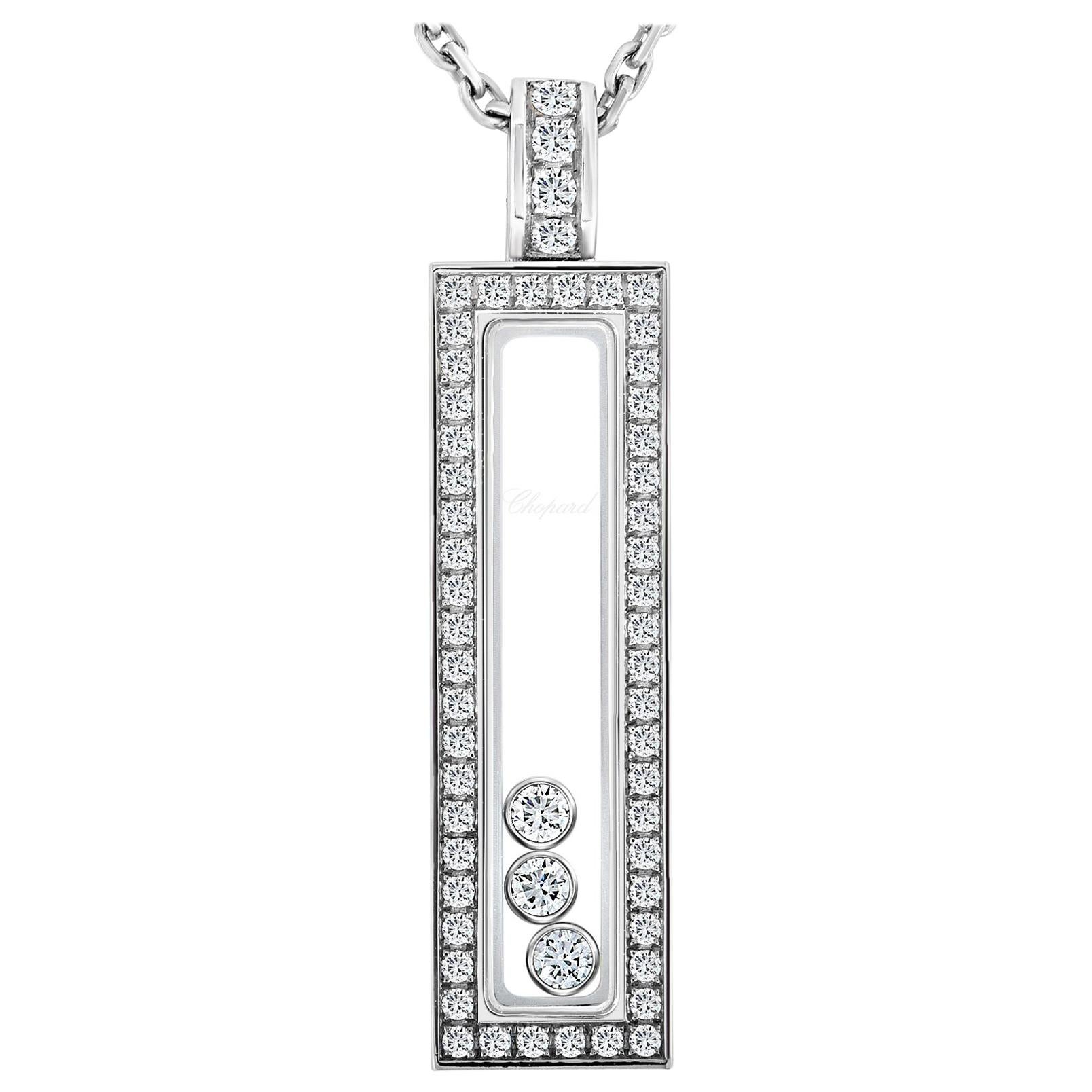Chopard Happy Diamonds White Gold and Diamond Rectangle Pendant Necklace