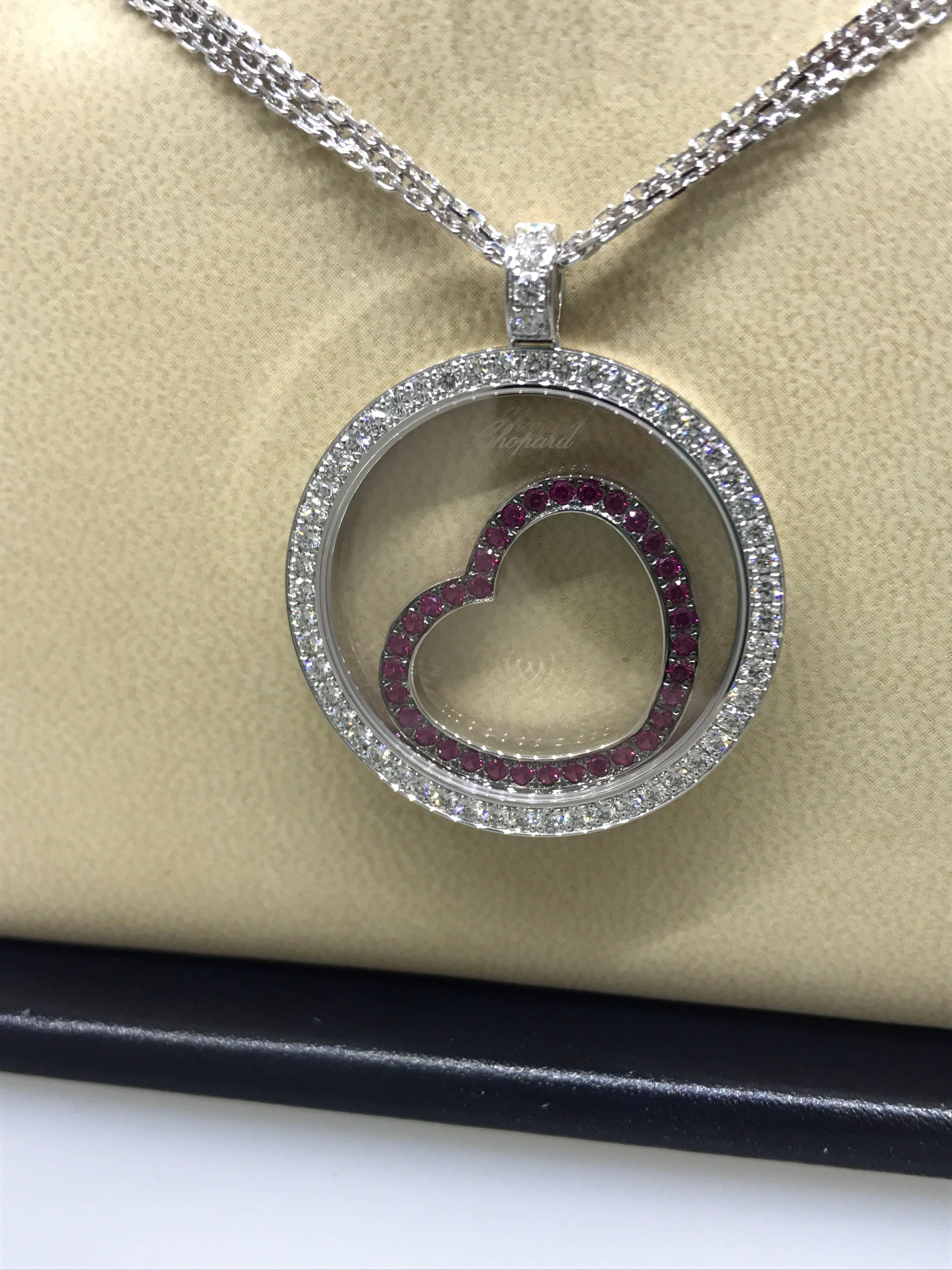 Chopard Happy Diamonds Heart Pendant / Necklace

Model Number: 79/5749-1003

100% Authentic

Brand New

Comes with original Chopard box, certificate of authenticity and warranty, and jewels manual

18 Karat White Gold (25.35gr)

56 Diamonds on the