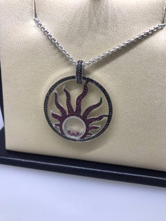 Chopard Happy Diamonds White Gold and Rubies Sun Pendant Necklace 79/6571