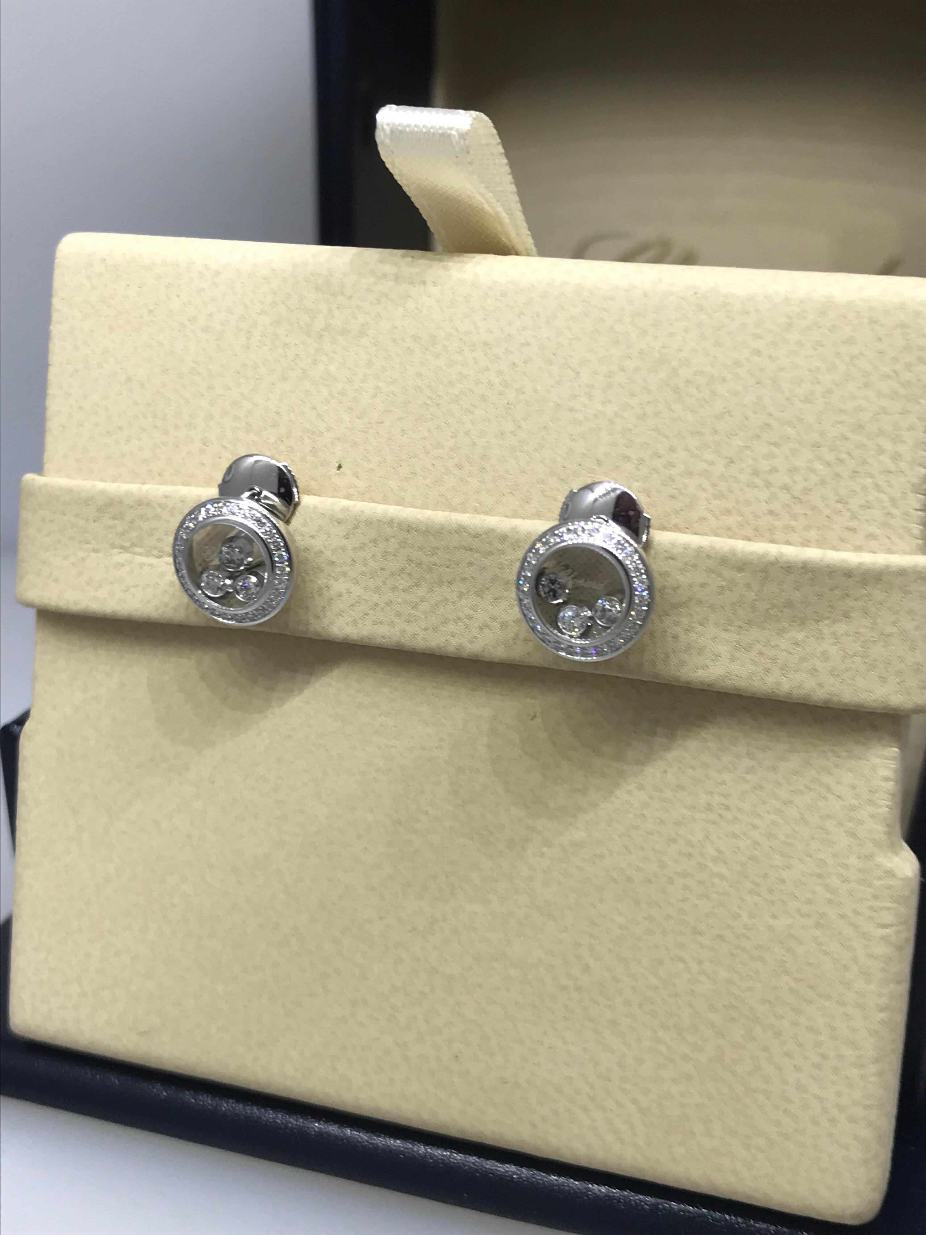Chopard Happy Diamonds White Gold Diamond Earrings 83/9562 Brand New In New Condition For Sale In New York, NY