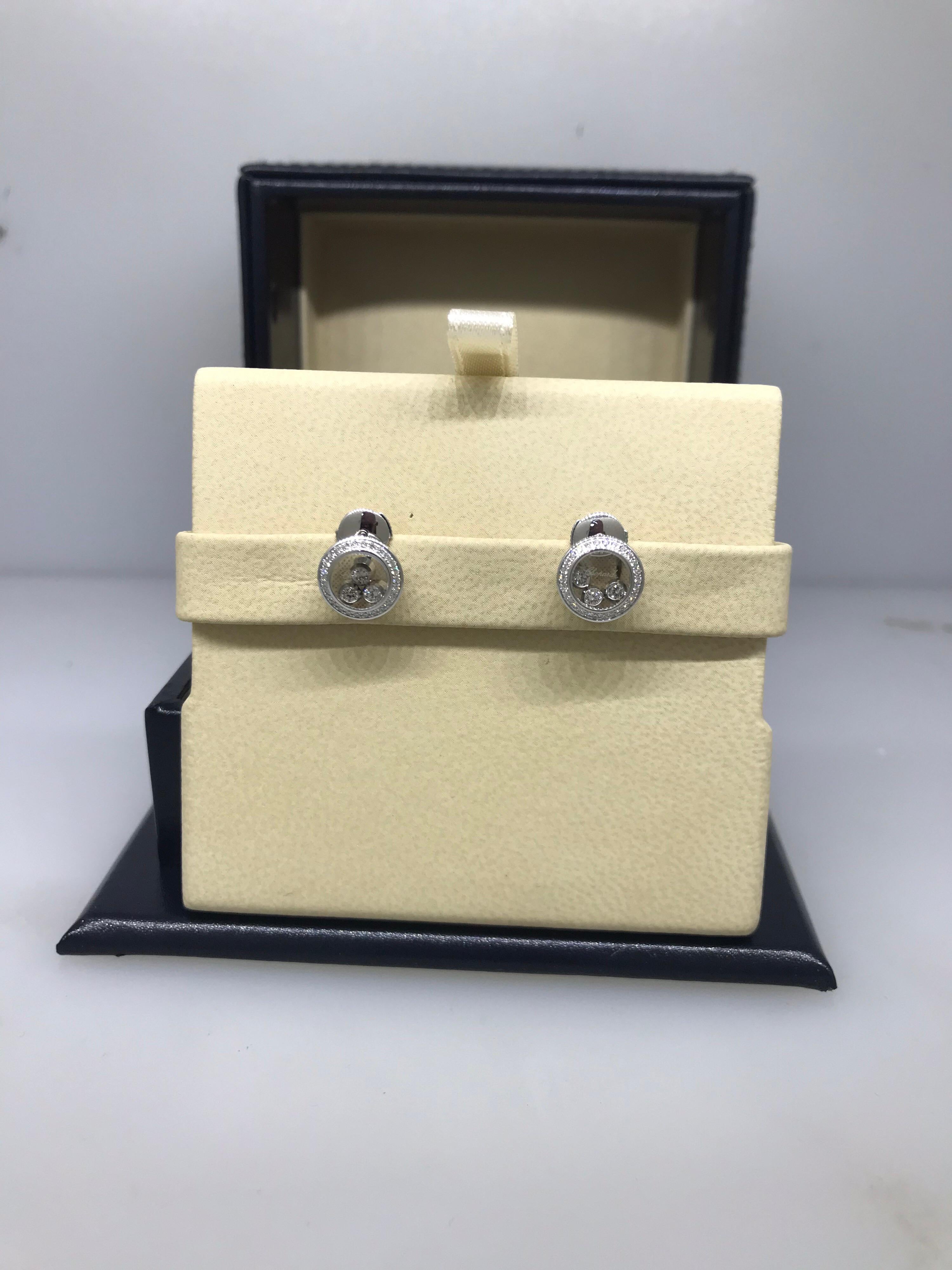 Chopard Happy Diamonds White Gold Diamond Earrings 83/9562 Brand New For Sale 1