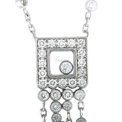 Chopard Happy Diamonds White Gold Diamond Square Pendant Chain Necklace