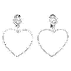 Chopard Happy Diamonds White Gold Floating Diamond Heart Earrings