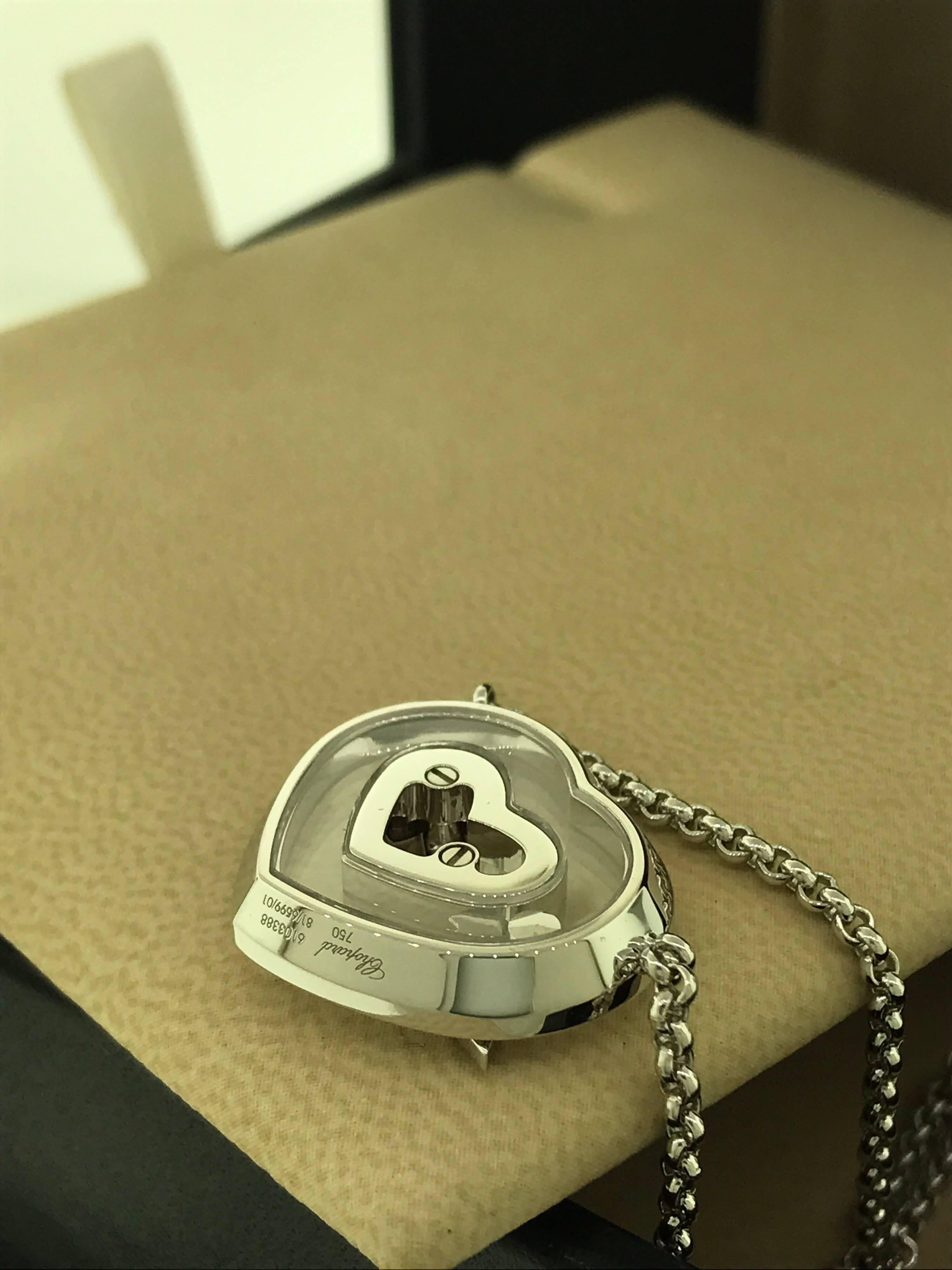Chopard Happy Diamonds White Gold Full Diamond Heart Pendant Necklace Brand New For Sale 1