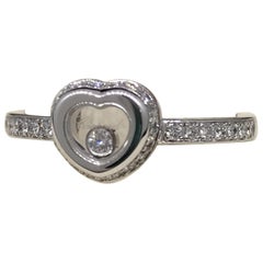 Chopard Happy Diamonds White Gold Mini Pave Diamond Heart Ring Brand New