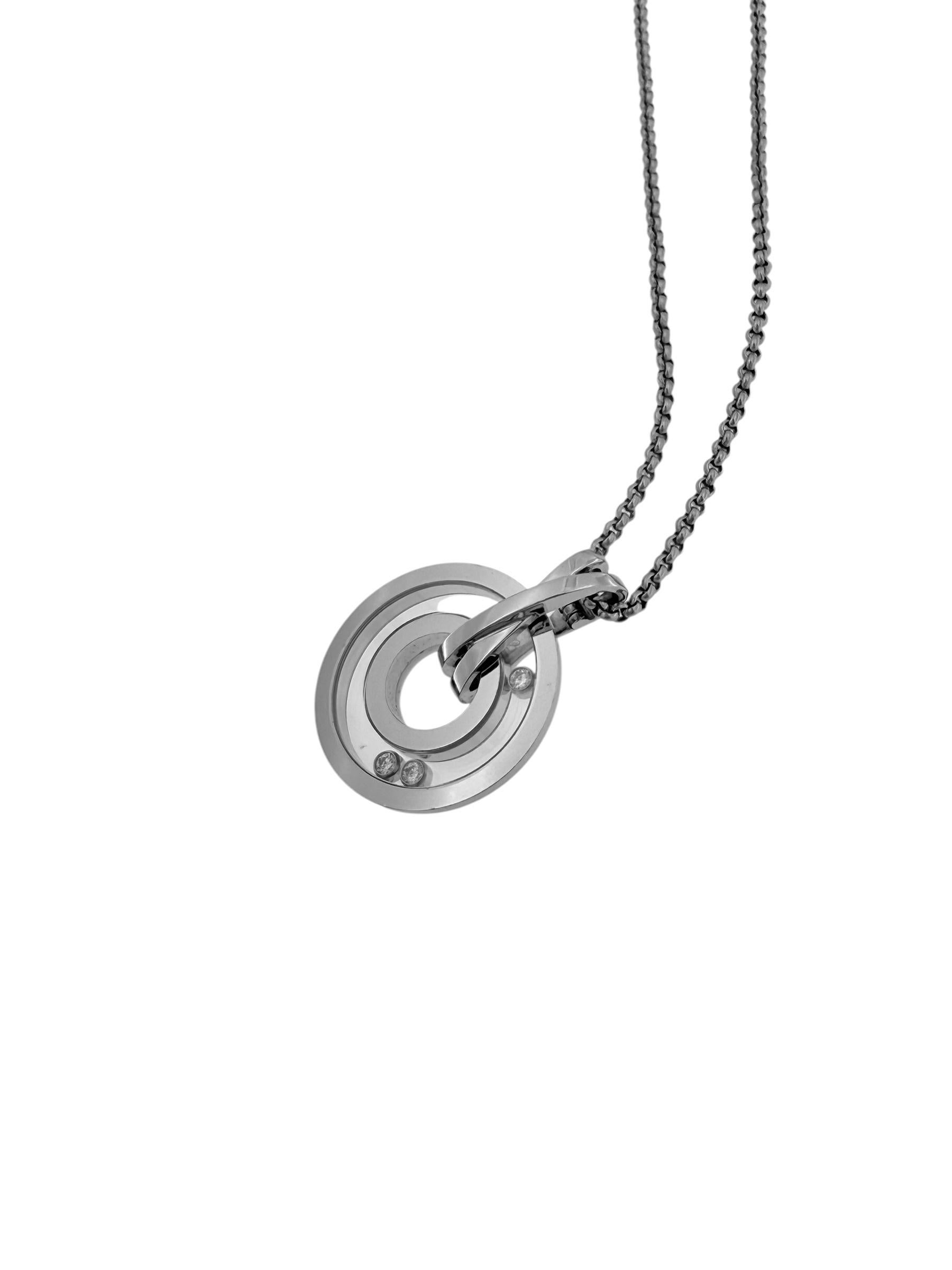 Ciondolo Chopard Happy Diamonds in oro bianco con catena in vendita 7