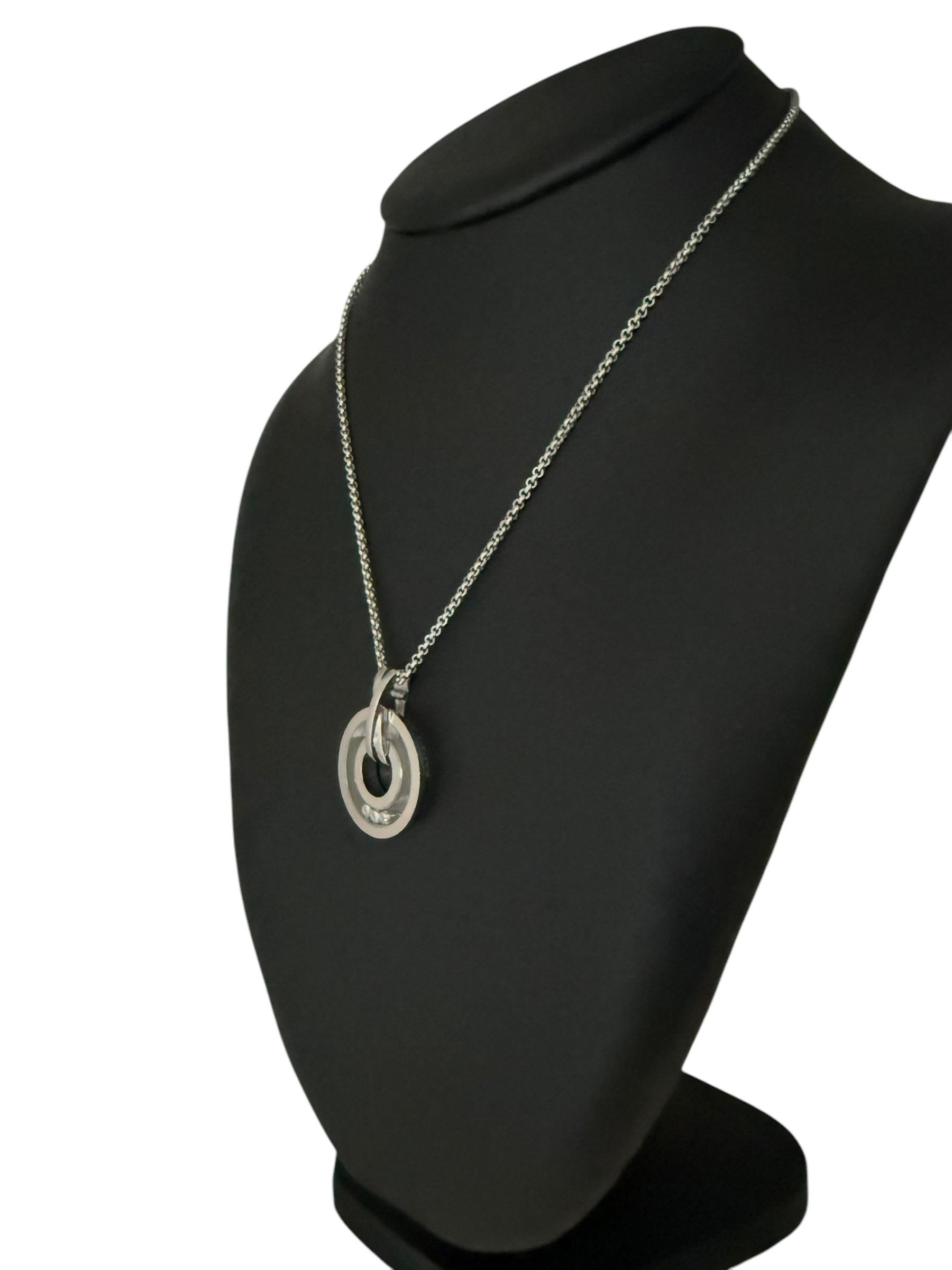 Taglio brillante Ciondolo Chopard Happy Diamonds in oro bianco con catena in vendita