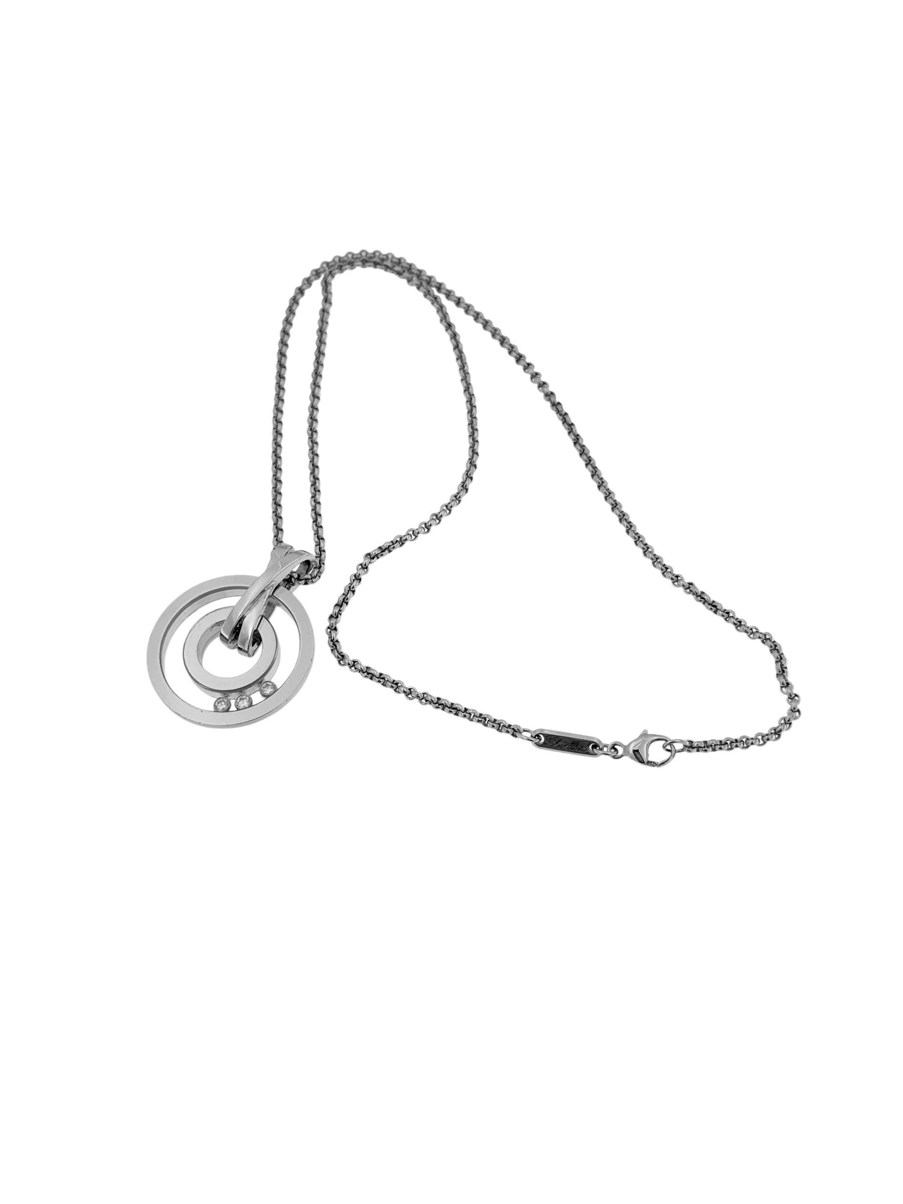 Ciondolo Chopard Happy Diamonds in oro bianco con catena in vendita 1