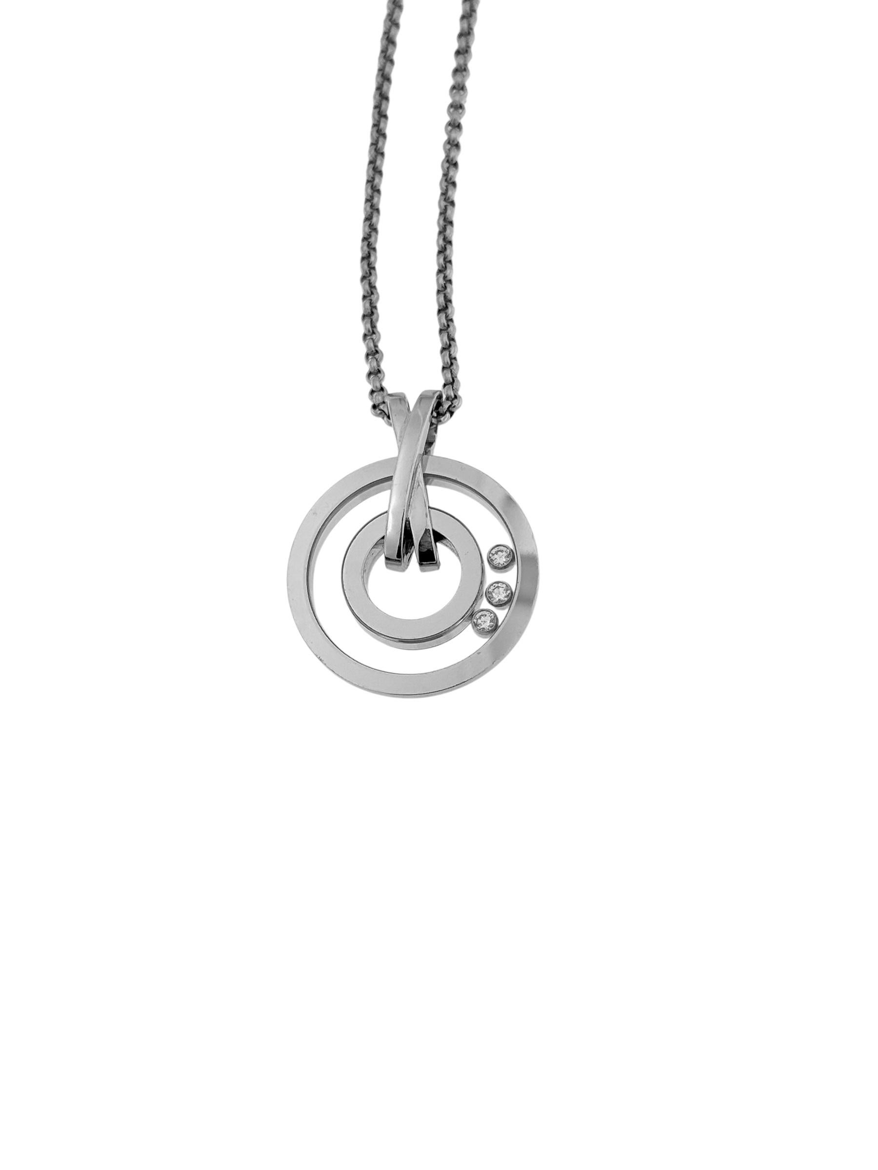 Ciondolo Chopard Happy Diamonds in oro bianco con catena in vendita 3