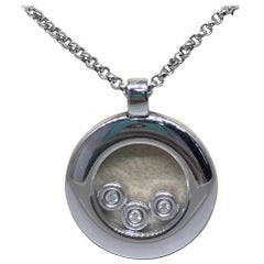 Chopard Happy Diamonds White Gold Round Circle Pendant / Necklace 79/7210