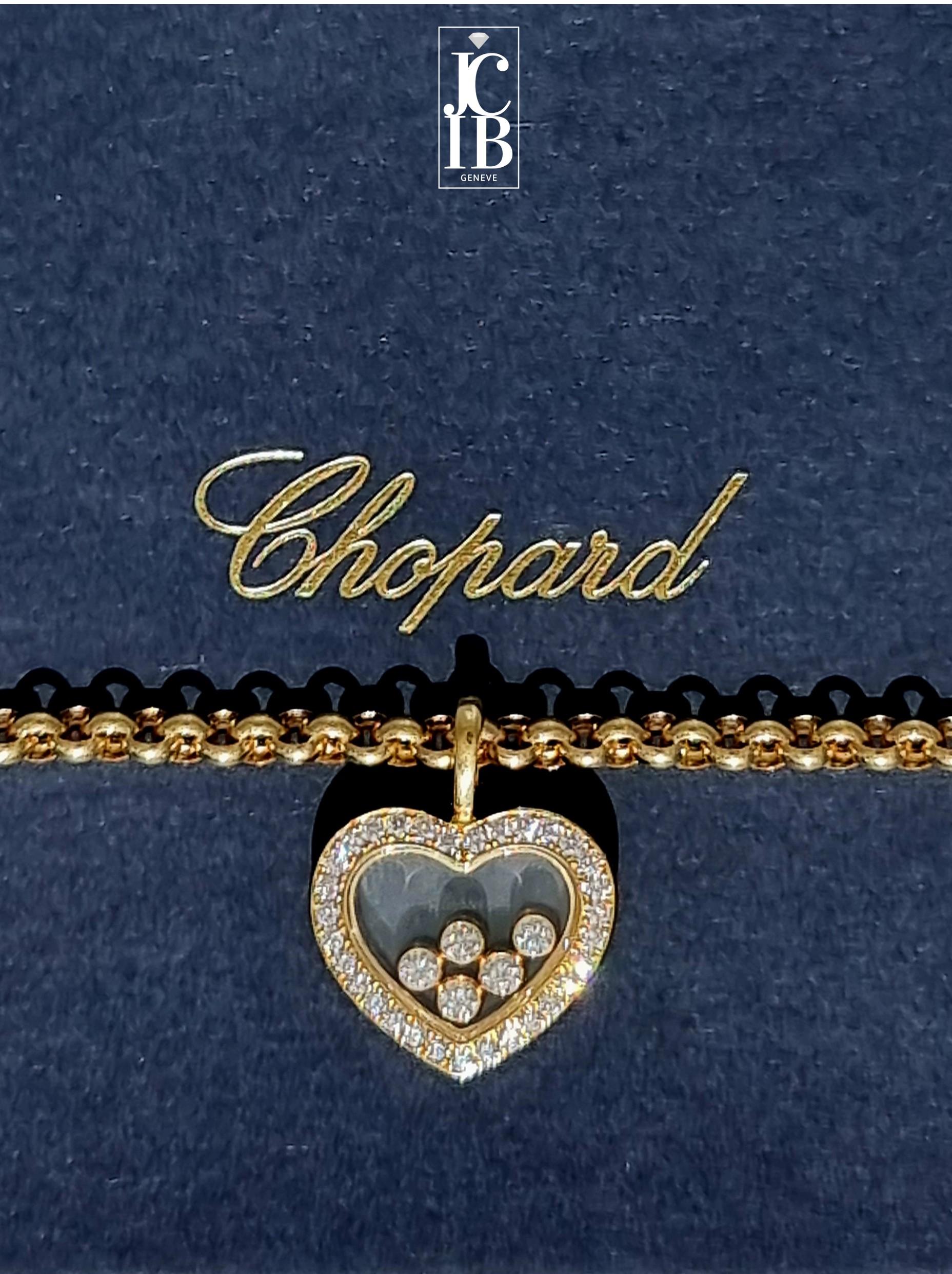 Taille brillant Chopard HAPPY DIAMONDS pendentif en or jaune et diamants années 1980 en vente