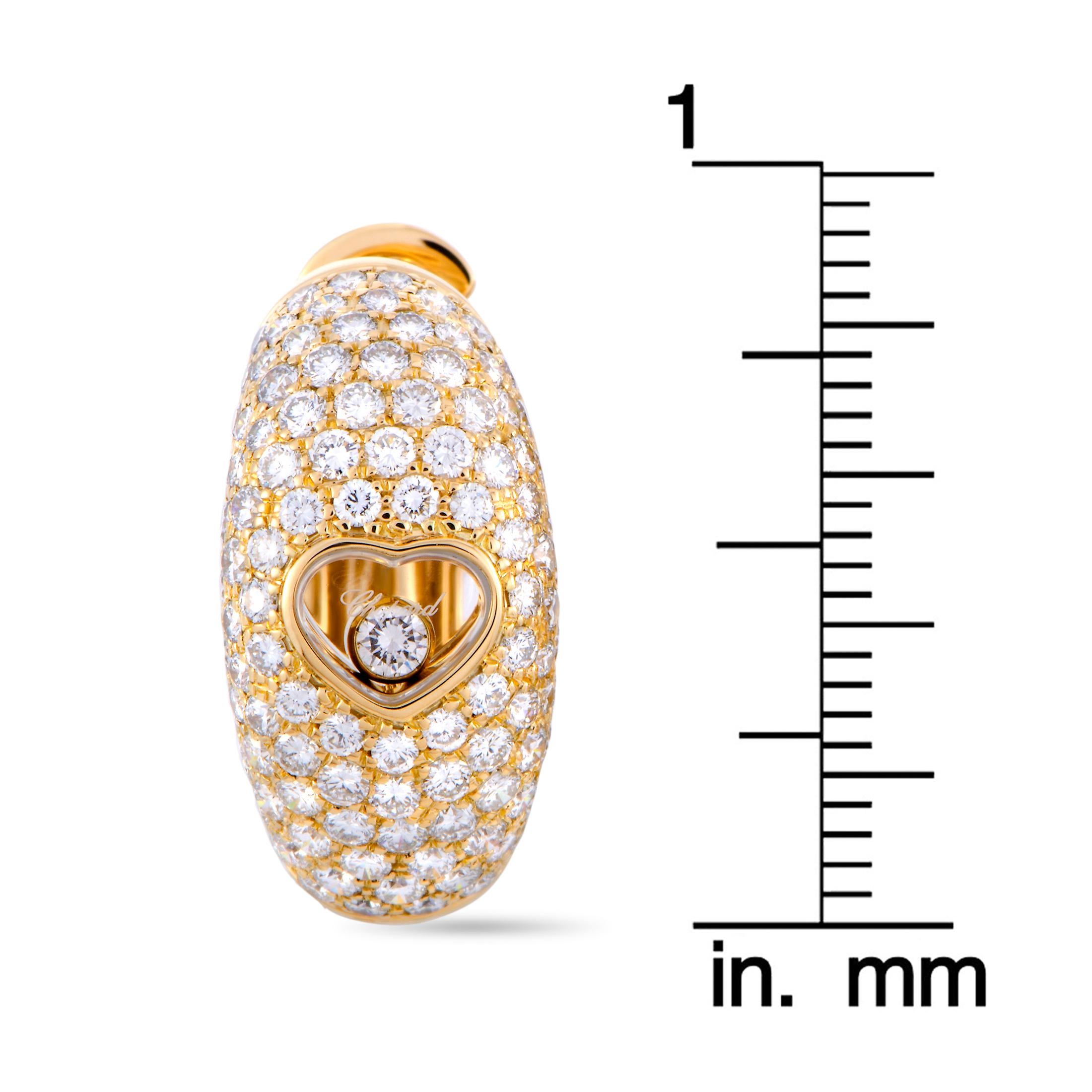 Happy Diamonds: Schwebende Diamant-Herz-Ohrringe aus Gelbgold im Zustand „Hervorragend“ im Angebot in Southampton, PA