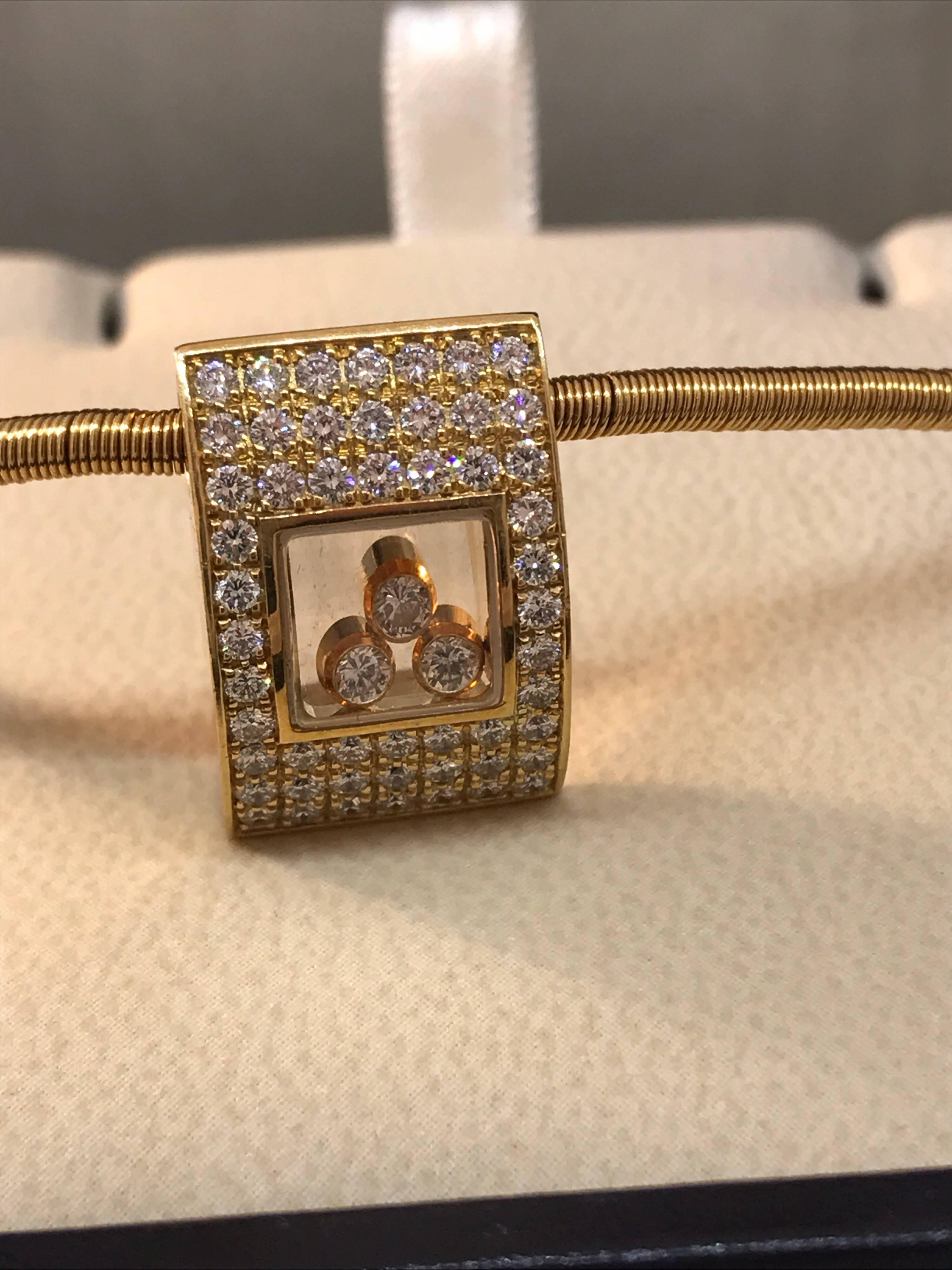 Chopard Happy Diamonds Yellow Gold Full Diamond Pendant / Necklace 79/3180 New For Sale 1