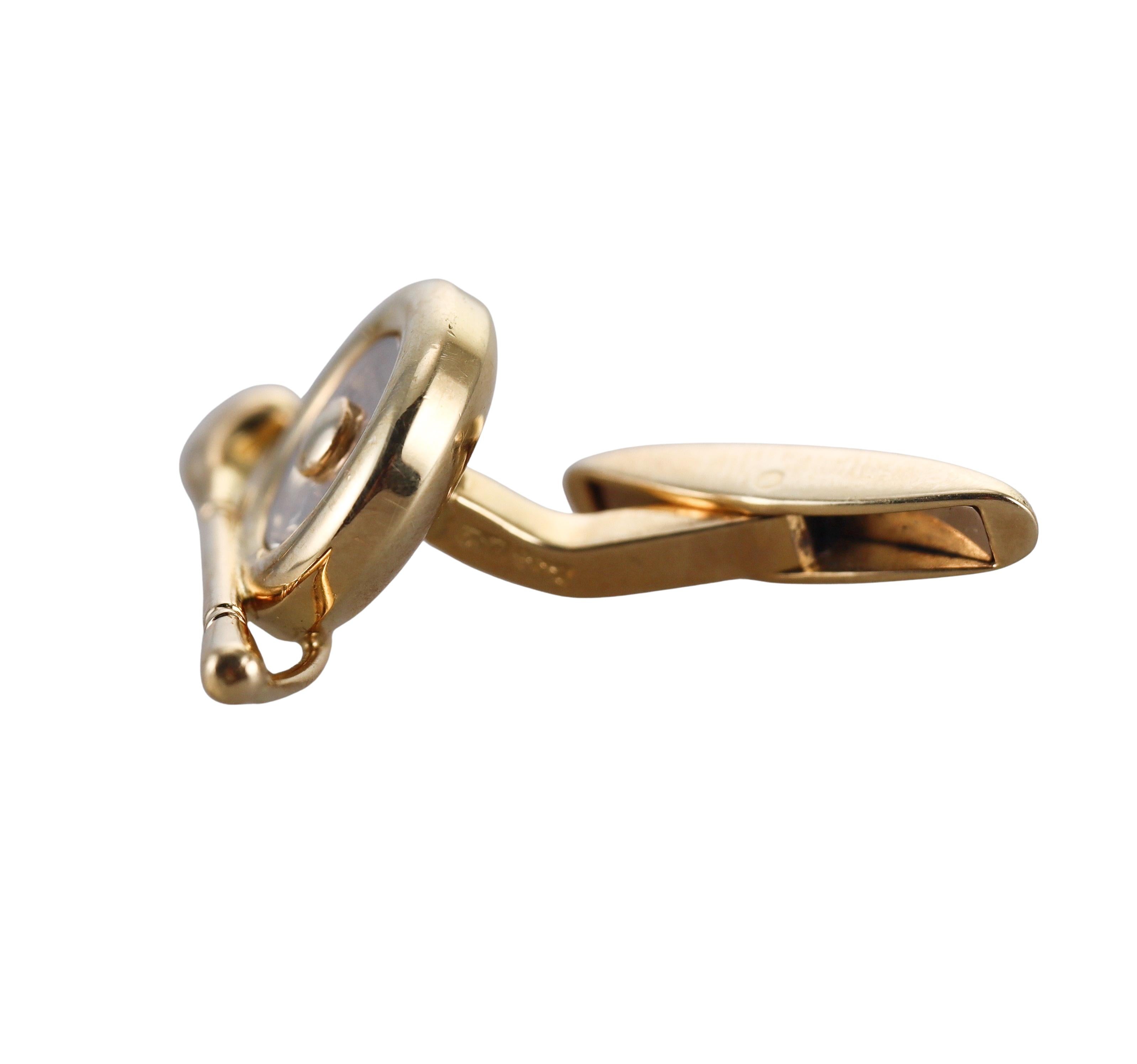 Chopard Happy Diamonds Yellow Gold Golf Club Cufflinks In Excellent Condition For Sale In New York, NY