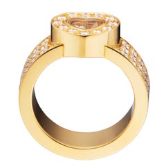 Chopard Happy Diamonds Yellow Gold Pave Diamond Heart Ring 82/8937