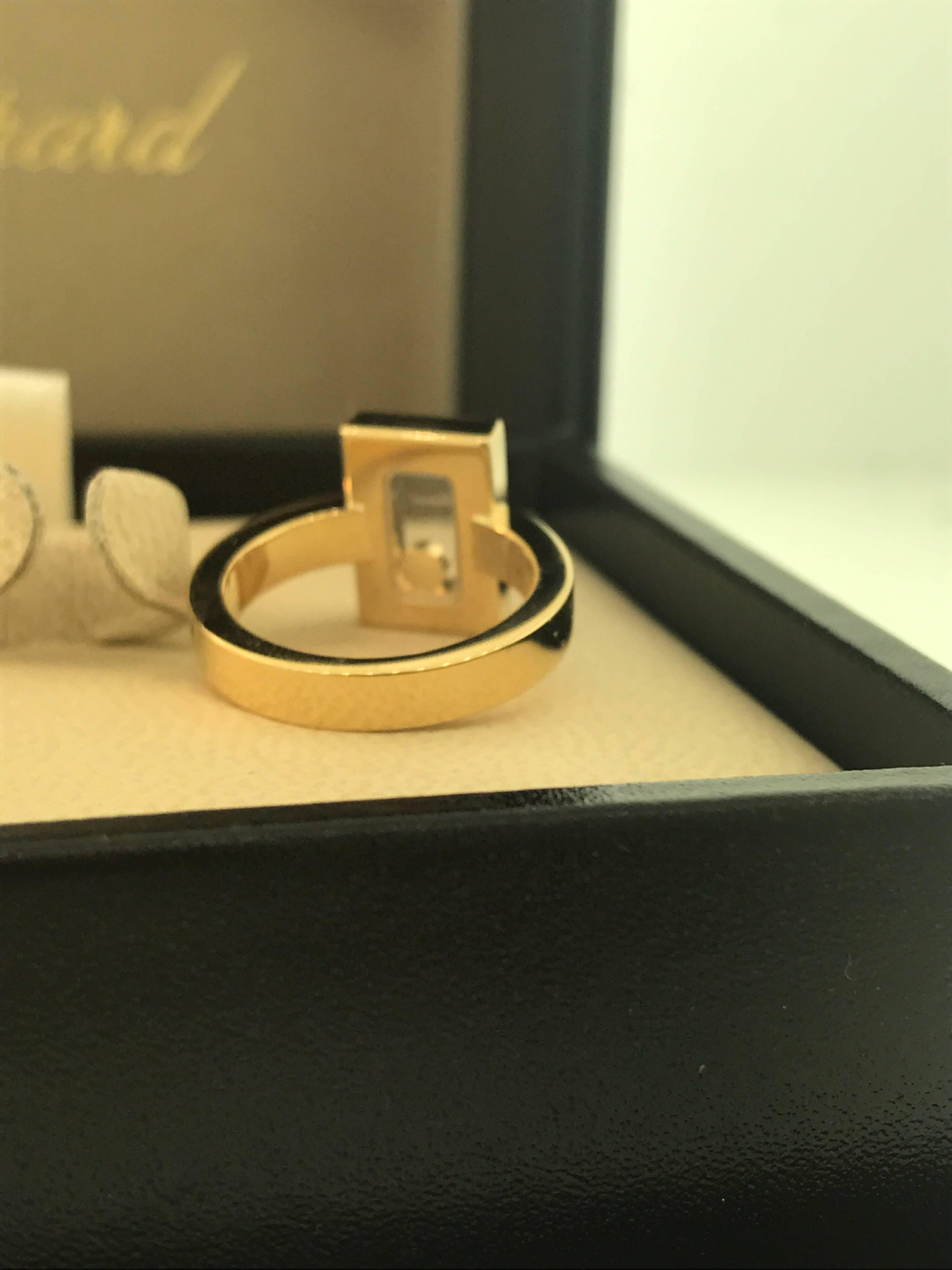 Chopard Happy Diamonds Rectangular Shape Ring

Model Number: 82/6729-0107

100% Authentic

Brand New

Comes with original Chopard box, certificate of authenticity and warranty, and jewels manual

18 Karat Yellow Gold (8.20gr)

1 Floating Diamond