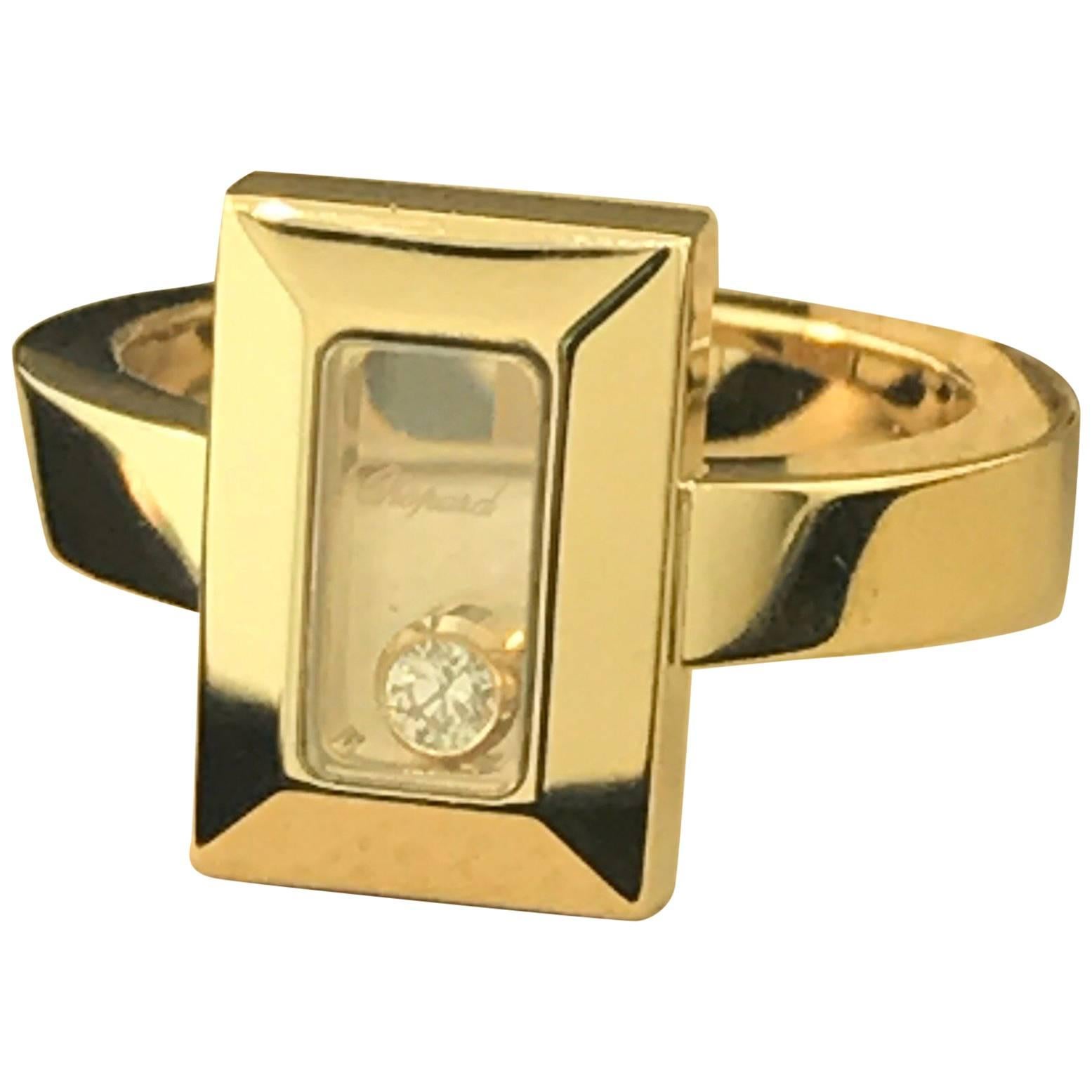 Chopard Happy Diamonds Yellow Gold Rectangular Shape Ring 82/6729