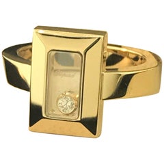 Chopard Happy Diamonds Yellow Gold Rectangular Shape Ring 82/6729
