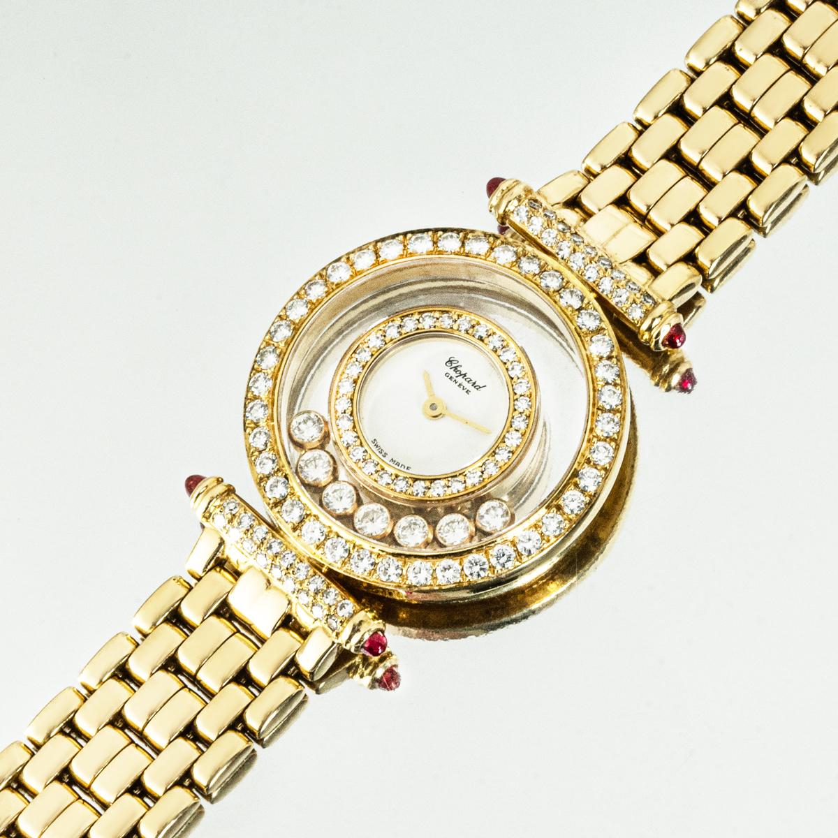 Chopard Happy Diamonds Yellow Gold White Dial 4118 1 For Sale 2