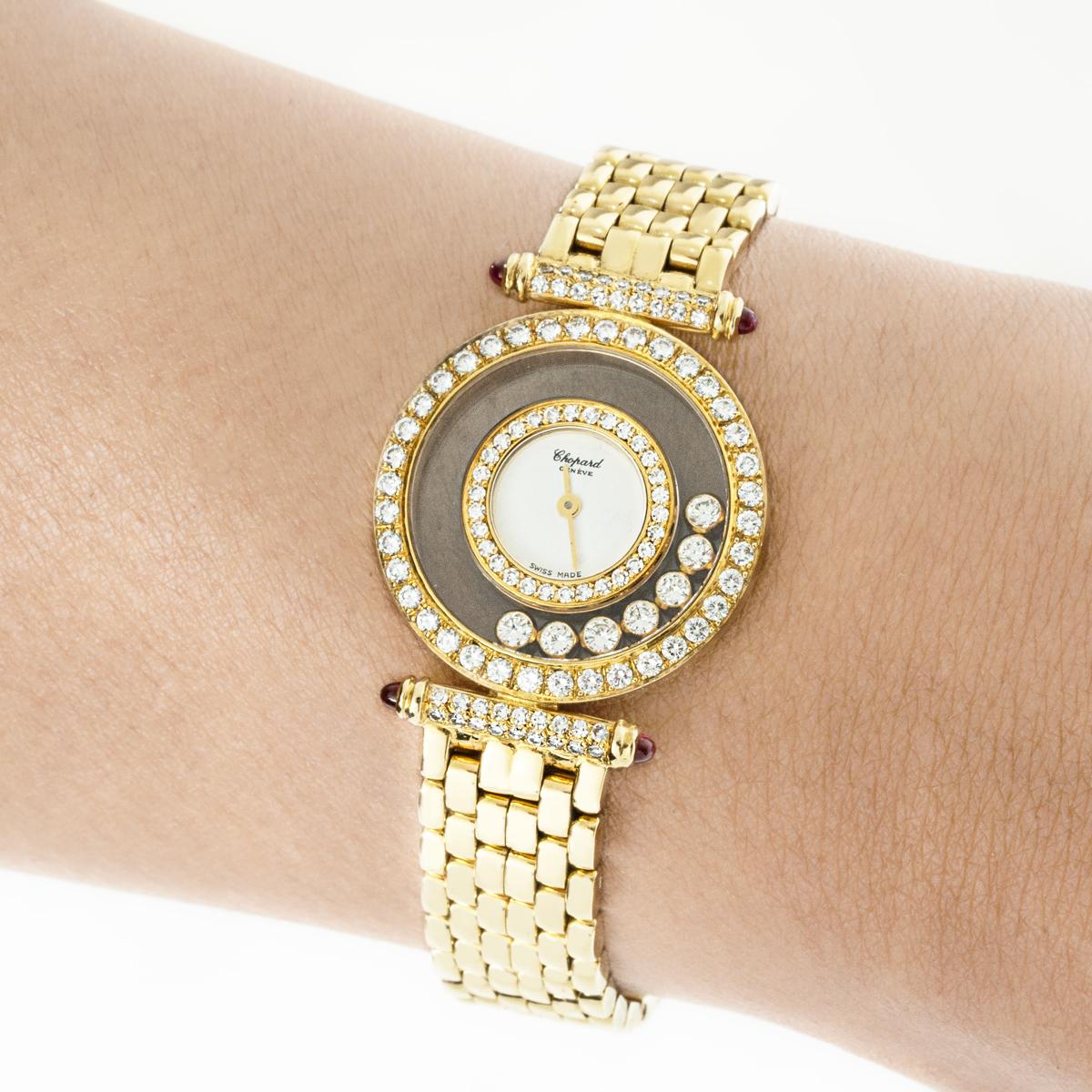 Chopard Happy Diamonds Yellow Gold White Dial 4118 1 For Sale 3