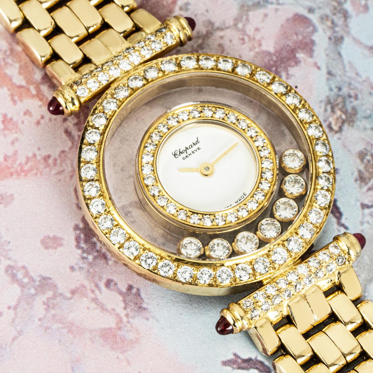Chopard Happy Diamonds Yellow Gold White Dial 4118 1 For Sale 4