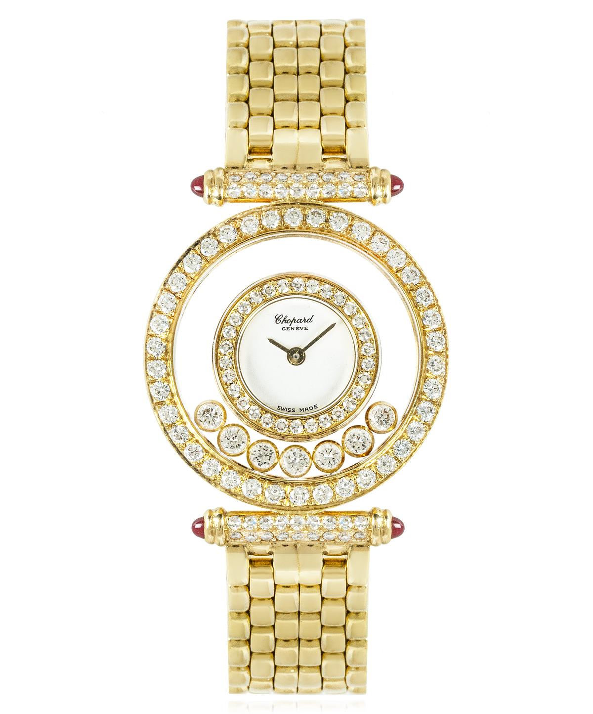 Chopard Happy Diamonds Yellow Gold White Dial 4118 1 For Sale