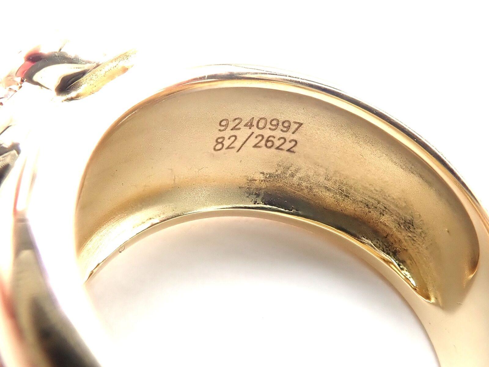 Women's or Men's Chopard Happy Elephant Diamond Sapphire Wide Yellow Gold Band Ring