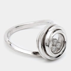 Chopard Happy Emotion Diamond 18k White Gold Ring Size 55