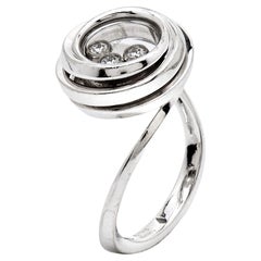 Chopard Happy Emotion Diamond 18k White Gold Ring Size 55